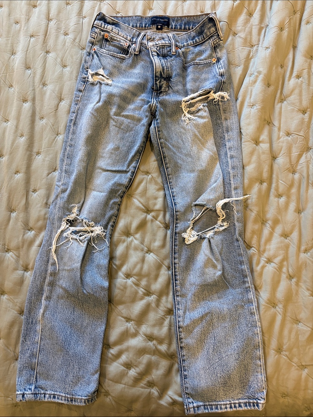 Lucky Brand Zoe High Rise Straight Distressed Jeans